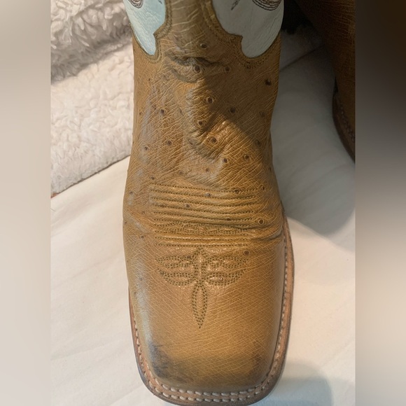 Justin Boots Square Toe Cowboy Mens Brown Casual Work Trucking Boots 12 EE - Picture 6 of 16